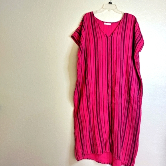 Bryn Walker Cotton Striped Kaftan Mumu Maxi Oversized Dress Lounge Sz Xs - Picture 1 of 10